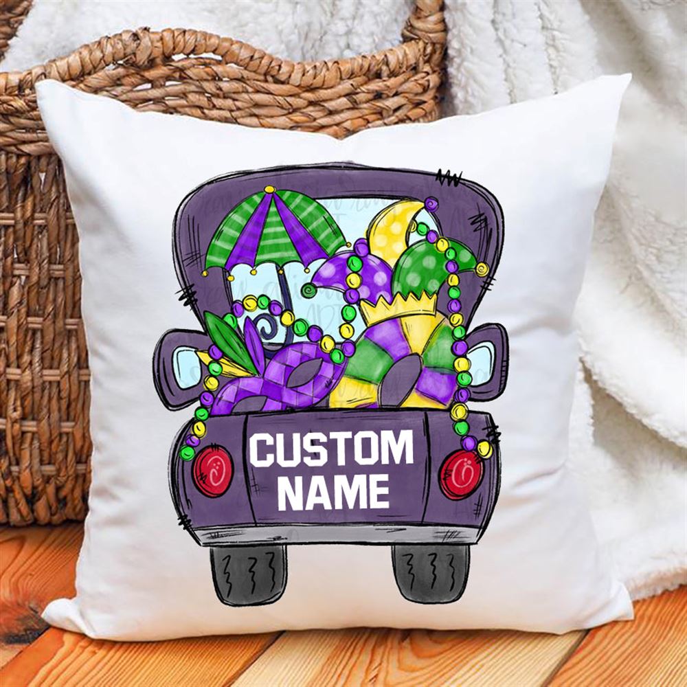 Mardi Gras Truck Art Custom Name Pillows For Mardi Gras Holiday 2022