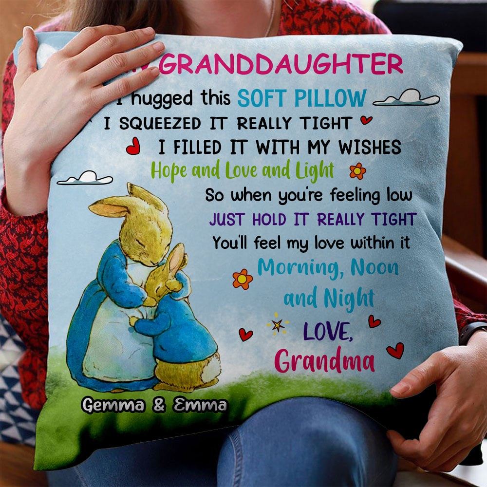 Personalized Bunny Easter Mom Grandma Daughter Granddaughter Hug This Pillow Easter Gift For Family