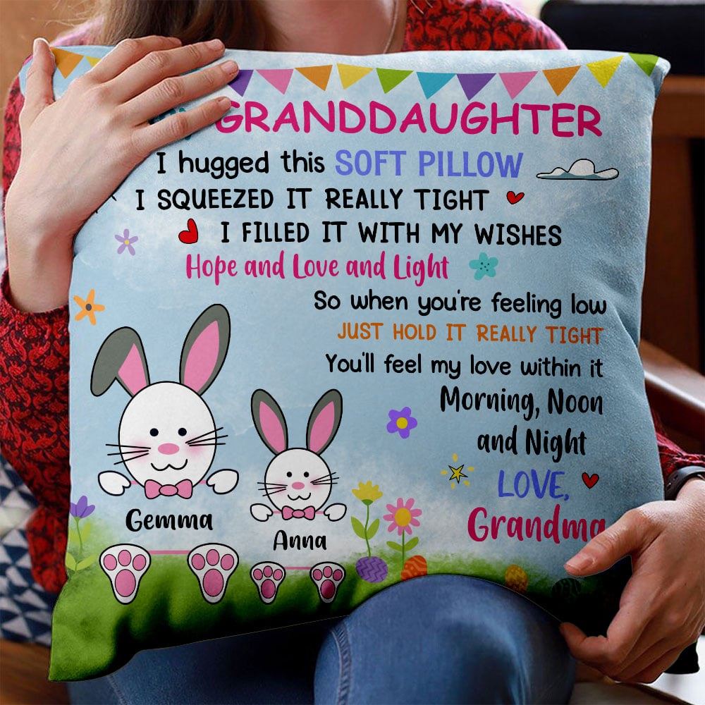 Personalized Easter Mom Grandma Daughter Granddaughter Son Grandson Hug This Pillow Insert Include