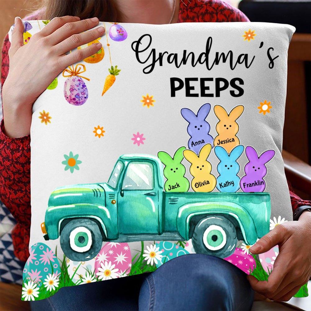 Personalized Easter Mom Grandma Peeps Pillow Easter Gift For Grandma Grandson Granddaughter