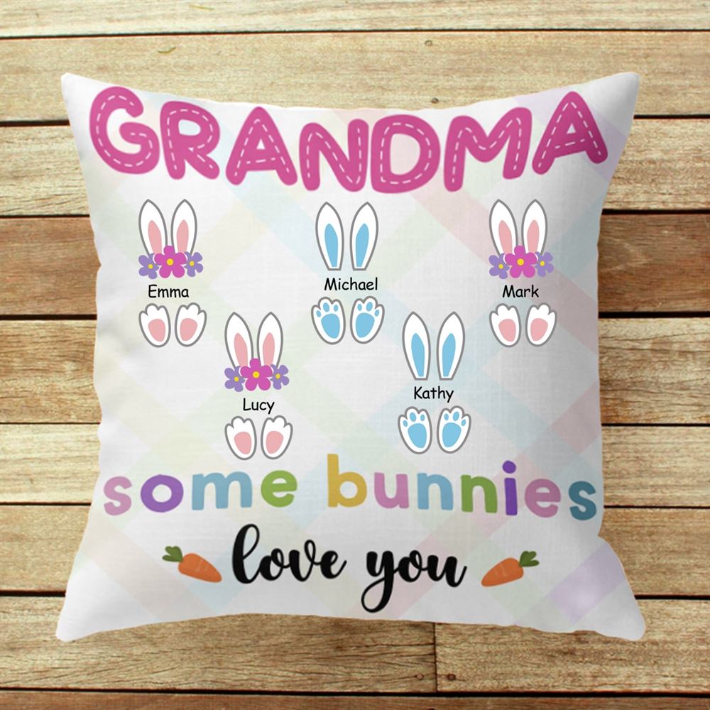 Personalized Grandma Easter Pillow Some Bunnies Love You Insert Included