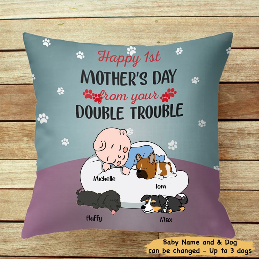 Personalized Happy First Mothers Day From Double Trouble Pillow Insert Included