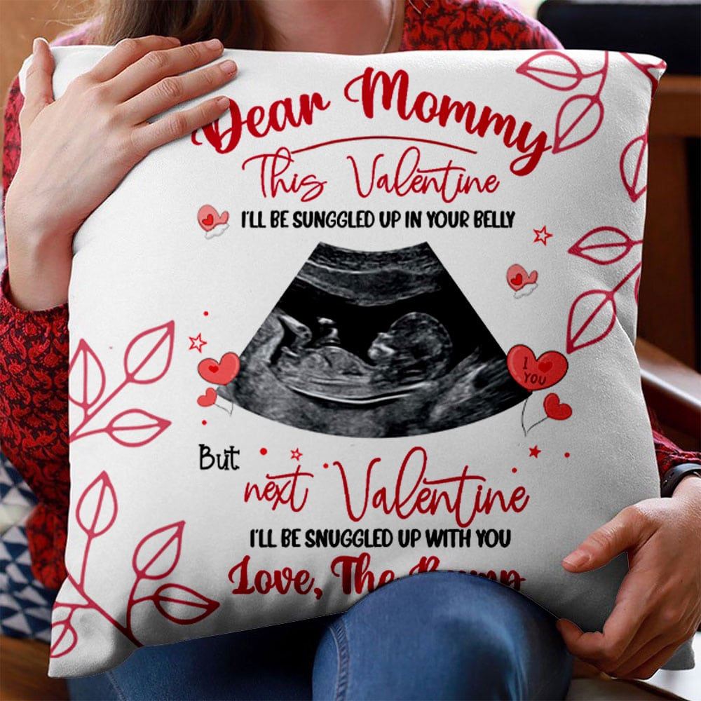 Valentines Day Gift For Mommy To Be Personalized Sonogram Photo Pillow Baby Announcement Gift