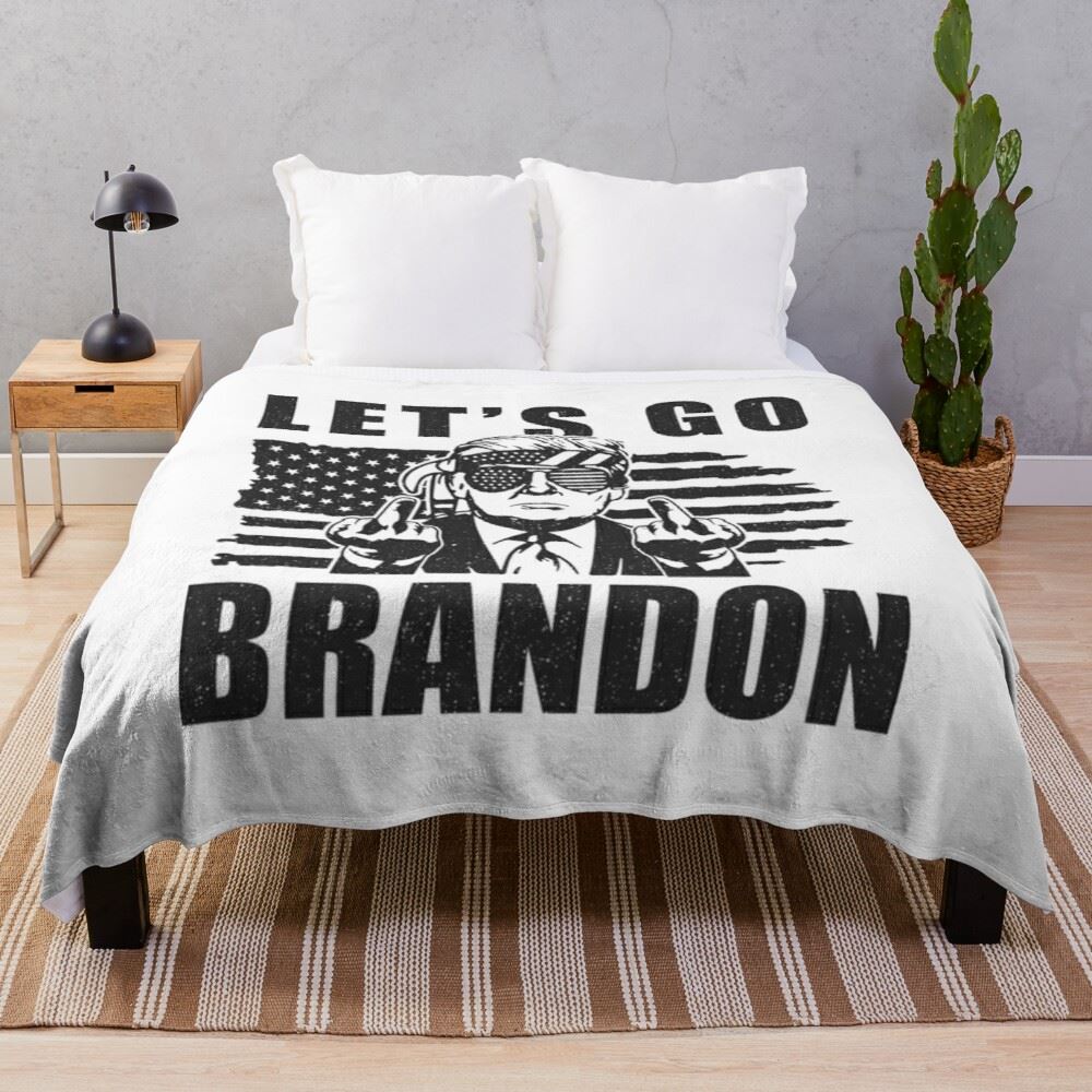 Lets Go Brandon Flag Plaid Blanket 2021