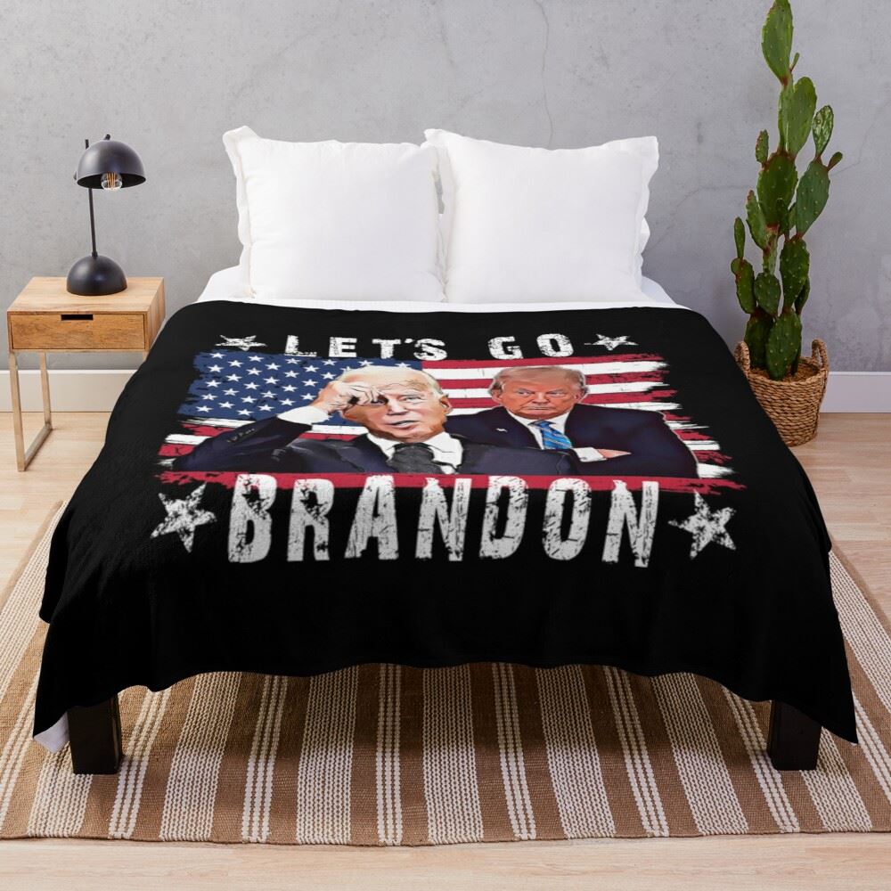 Lets Go Brandon Flag Plaid Blanket