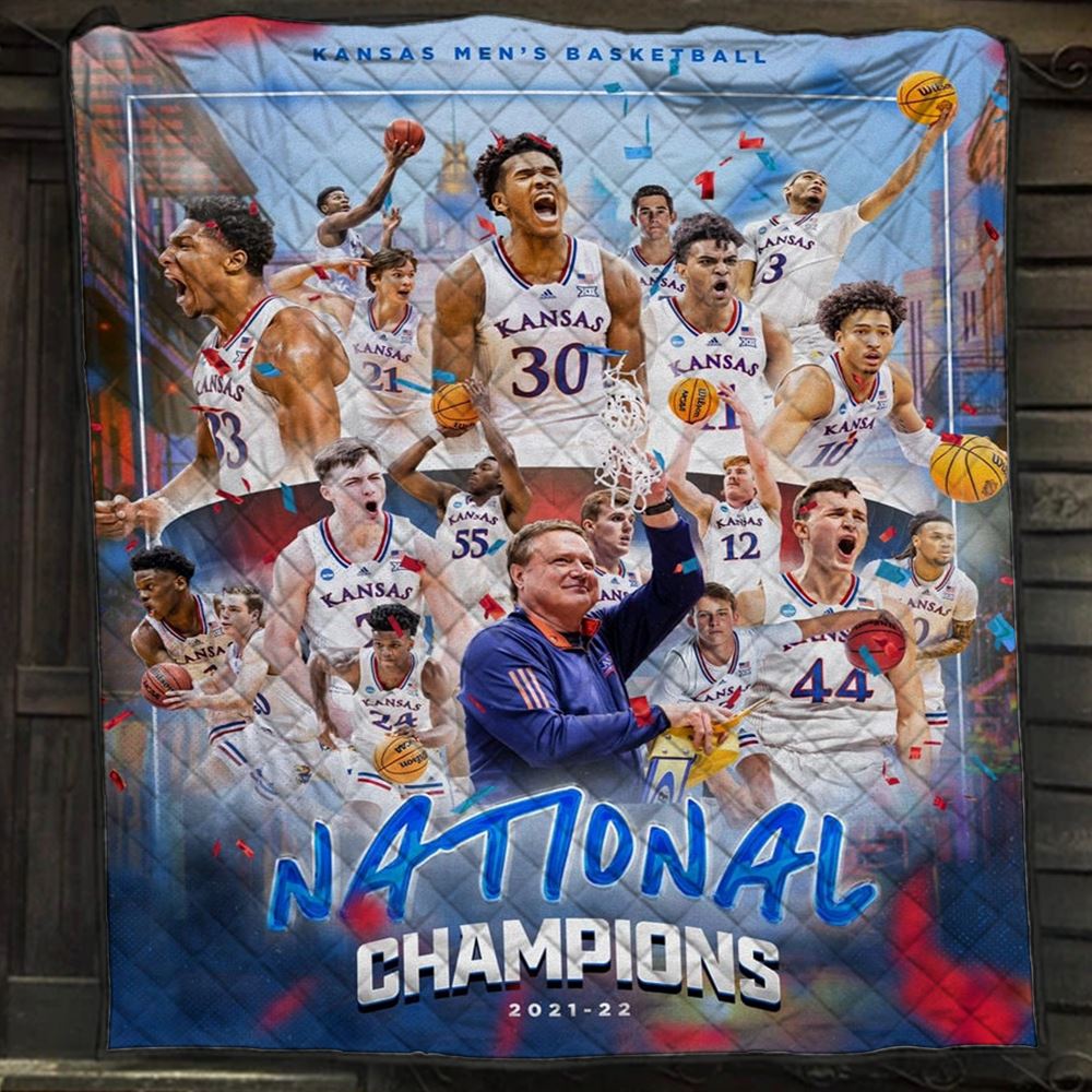 2022 Kansas University Basketball Blanket Jayhawks Ku Champion Quilt