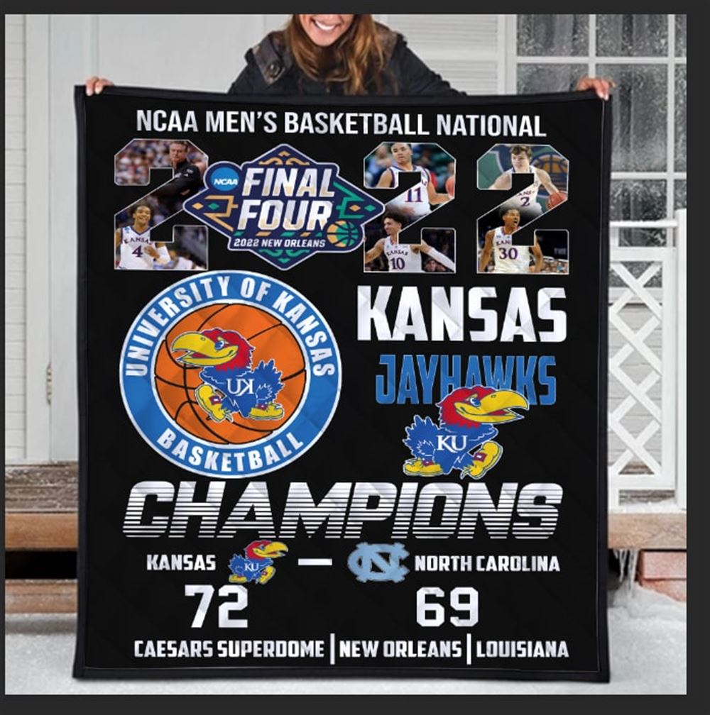 2022 Kansas University Basketball Jayhawks Ku National Championship Blanket