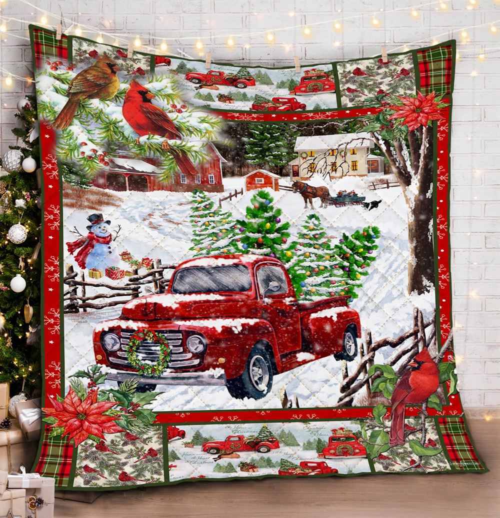 A Little Christmas Red Truck Quilt Blanket--djmxm