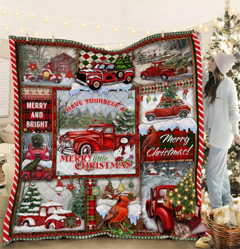 A Little Christmas Red Truck Quilt Blanket