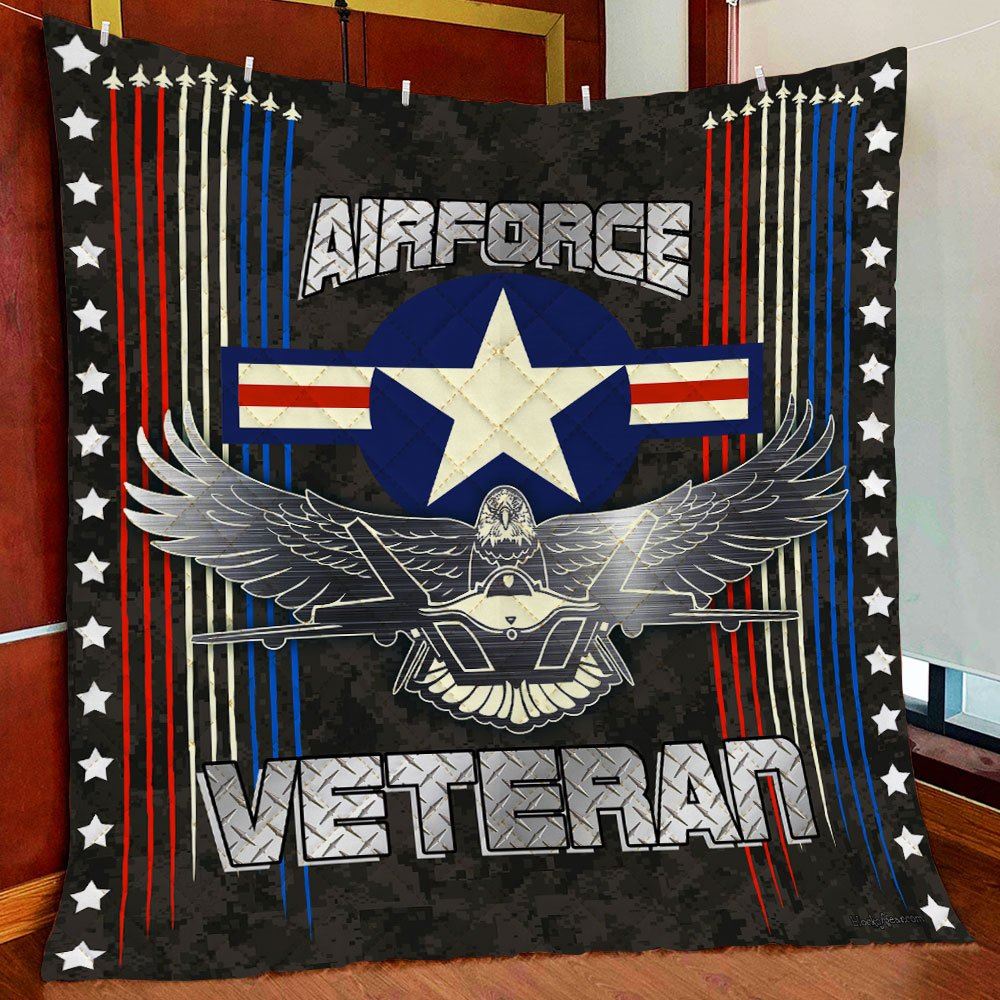 Air Force Veteran American Quilt Blanket