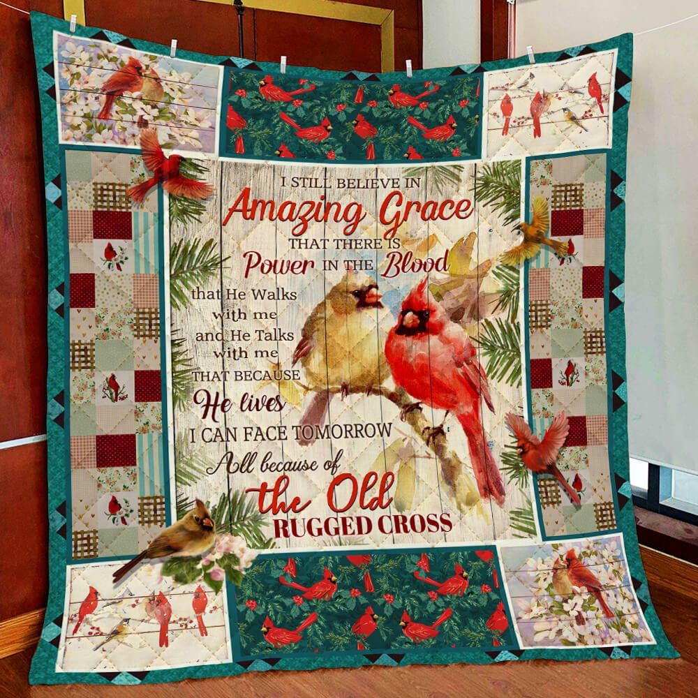 Amazing Grace Cardinal Quilt Blanket