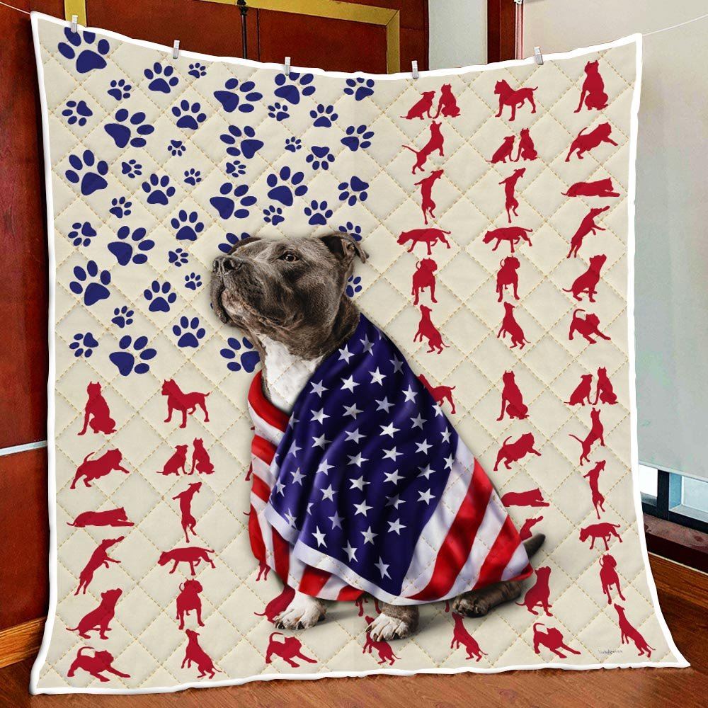 American Staffordshire Terrier Dog Quilt Blanket