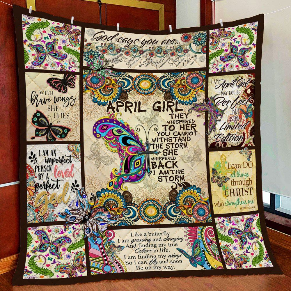 April Girl I Am The Storm Butterfly Quilt Blanket