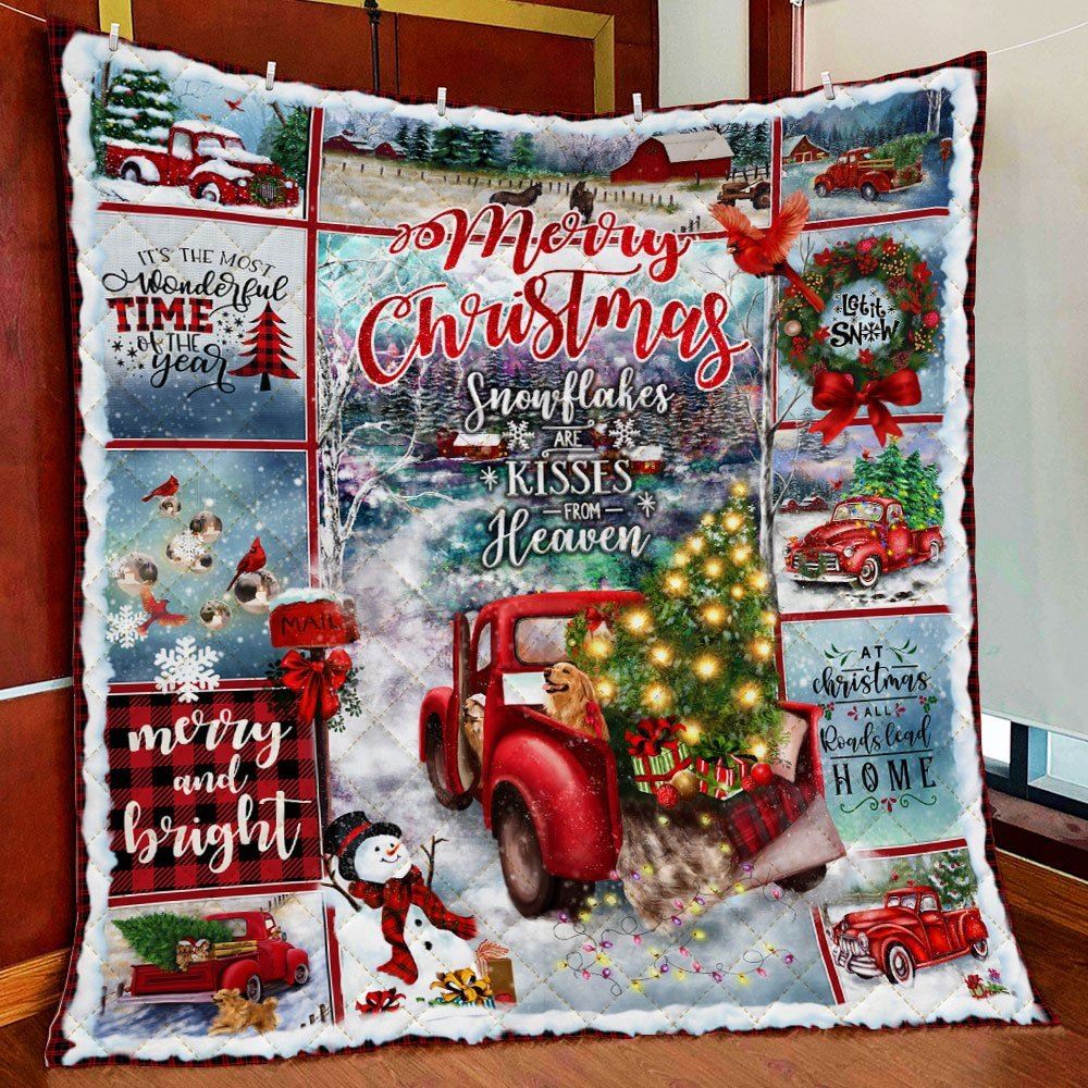 At Christmas All Roads Lead Home Red Truck Quilt Blanket Art01q