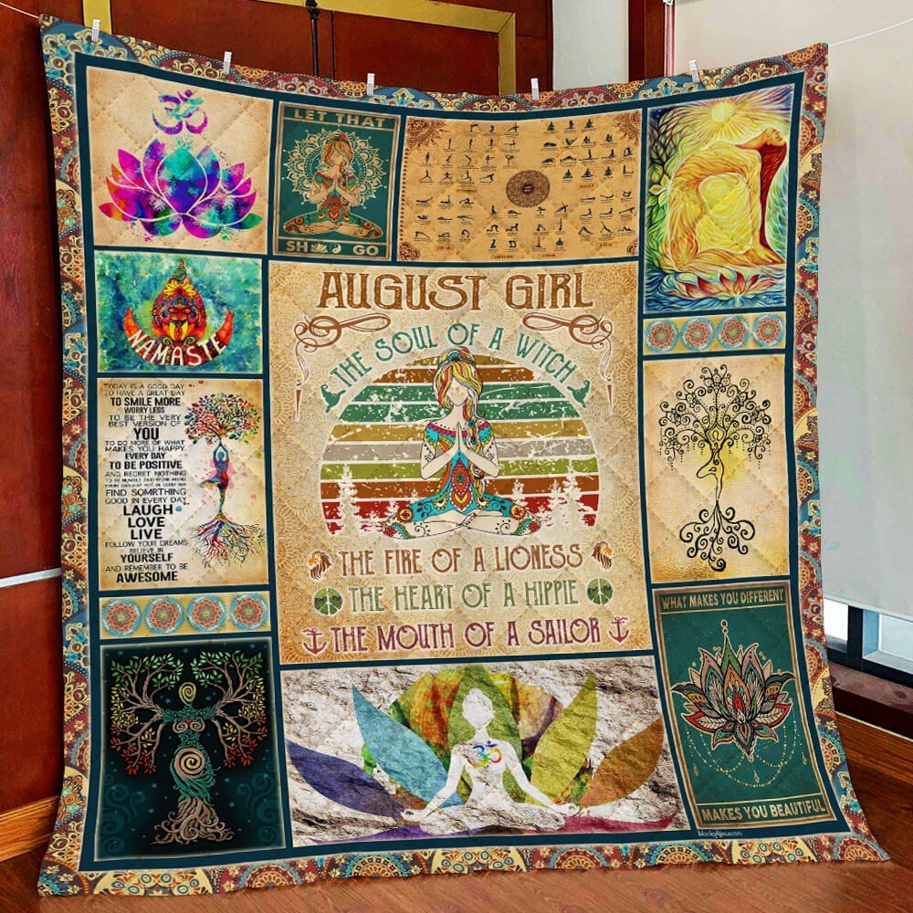 August Girl Yoga Soul Namaste Quilt Blanket