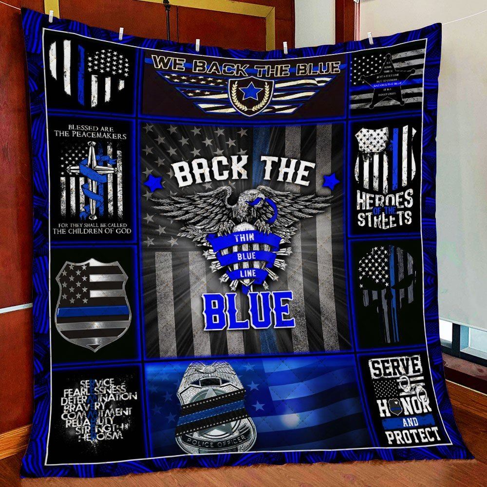 Back The Blue Police Quilt Blanket