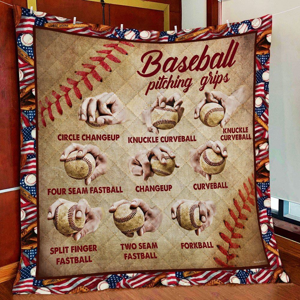 Baseball Pitching Grips Quilt Blanket--kr1bd