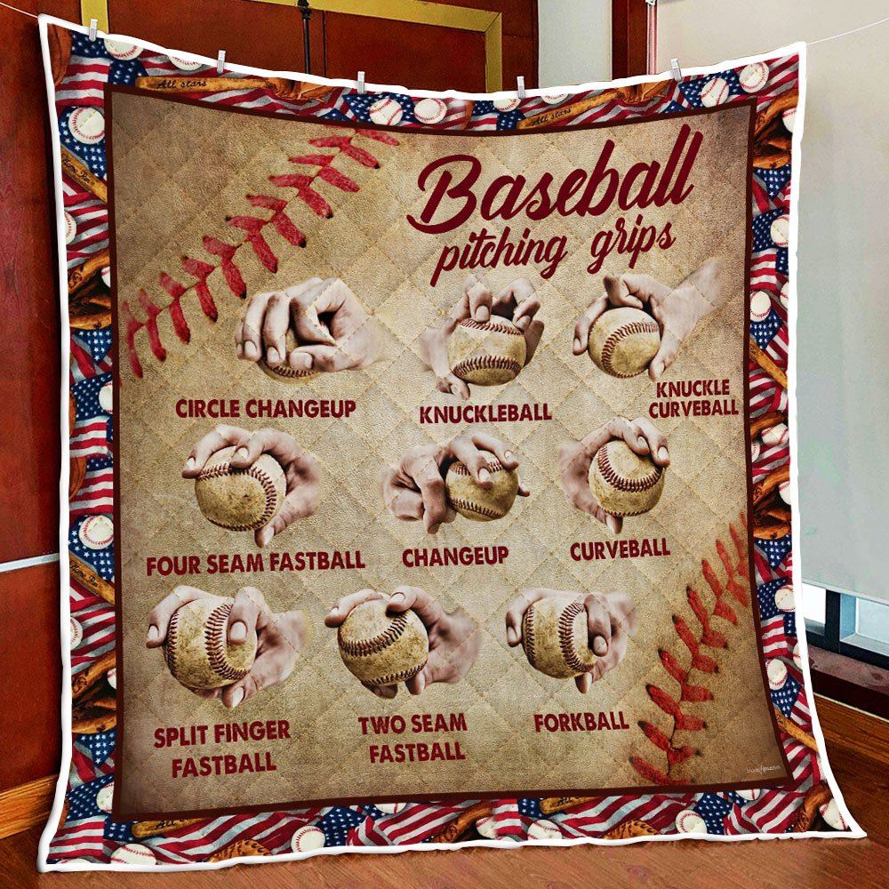 Baseball Pitching Grips Quilt Blanket