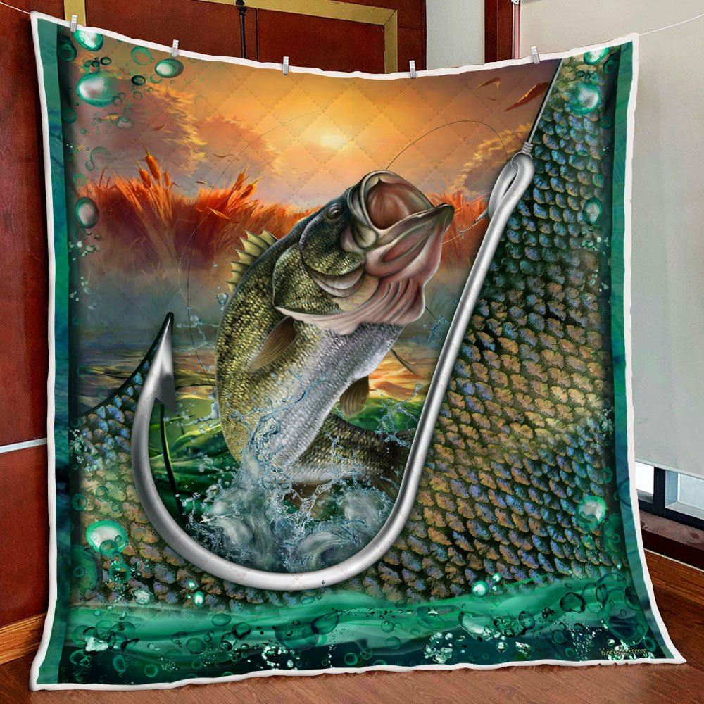 Bass Fishing Id Rather Be Fishing Quilt Blanket