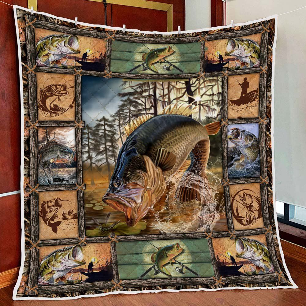 Bass Fishing Quilt Blanket