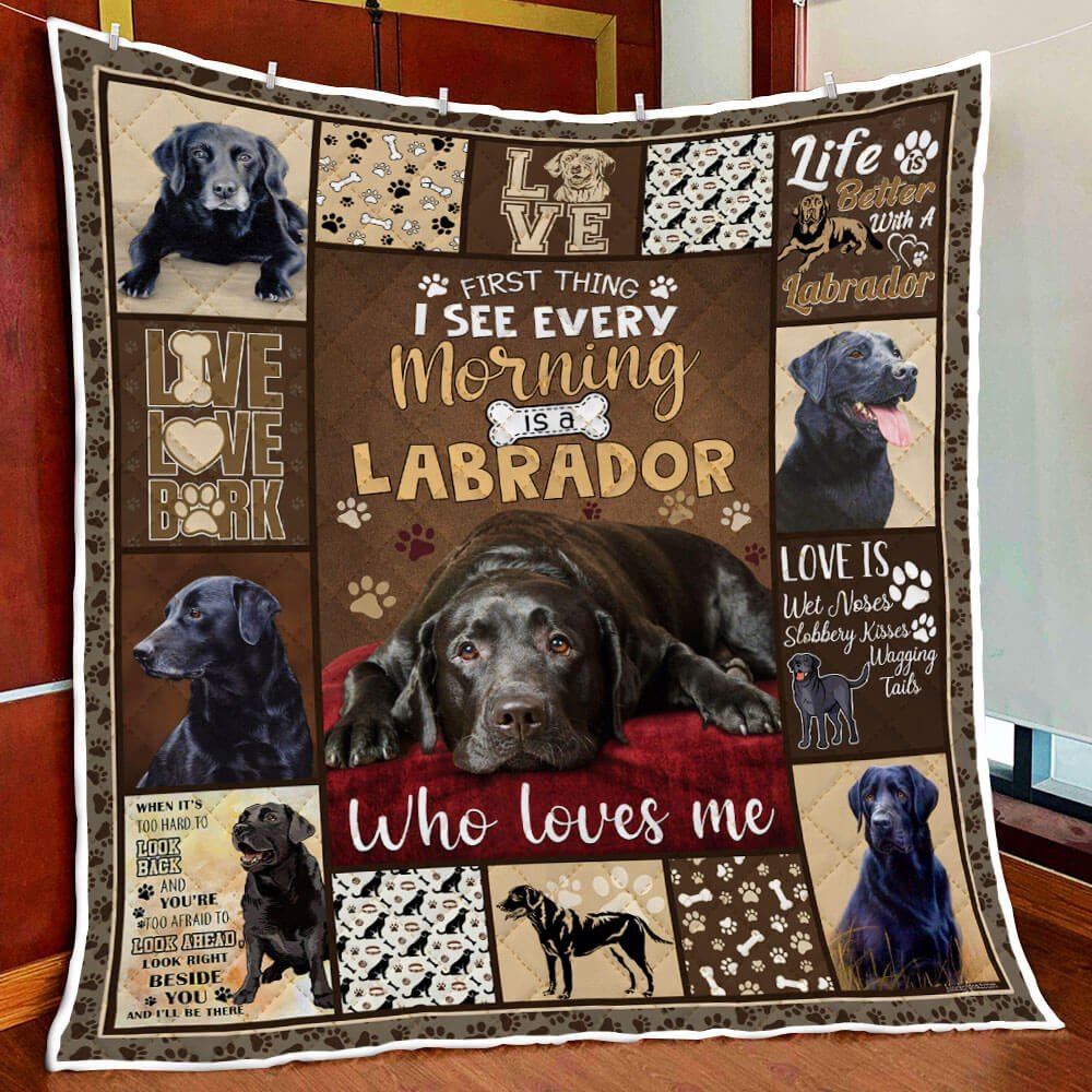 Black Labrador Retriever Quilt Blanket