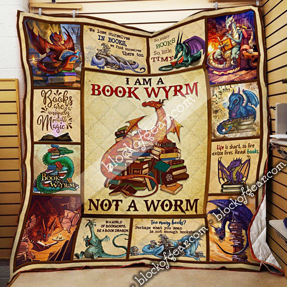 Book Wyrm Quilt Blanket