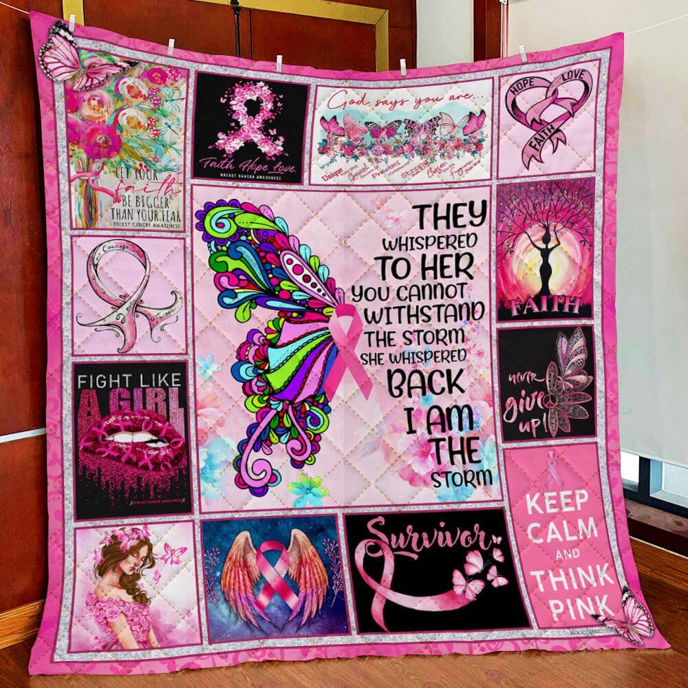 Breast Cancer Awareness I Am The Storm Quilt Blanket