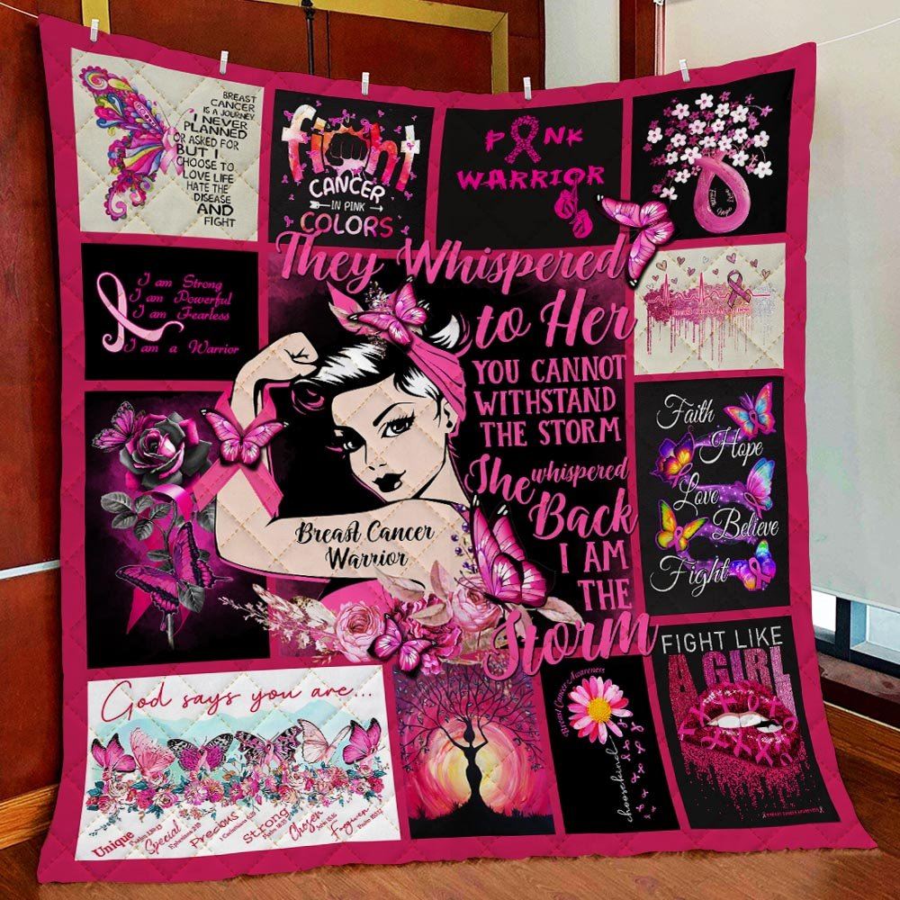 Breast Cancer Awareness I Am The Storm Strong Woman Quilt Blanket