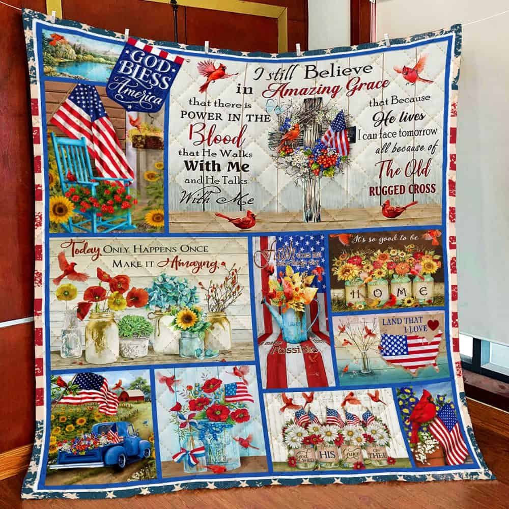 Cardinal America I Still Believe In Amazing Grace Quilt Blanket