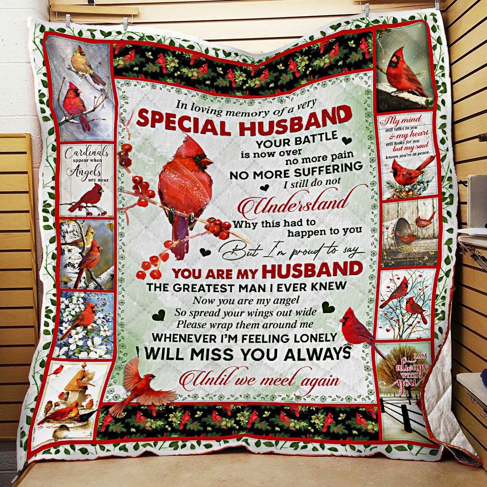 Cardinal In Loving Memory Of A Very Special Husband Quilt Blanket