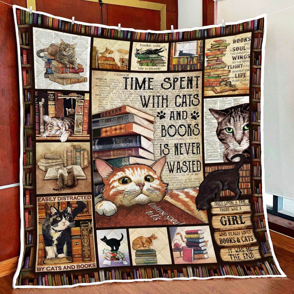 Cats And Books Quilt Blanket Thh3489q--v950e