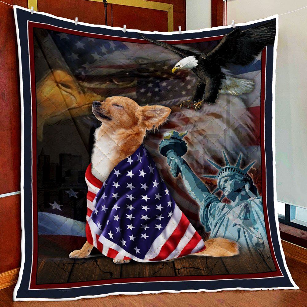 Chihuahua American Patriot Quilt Blanket