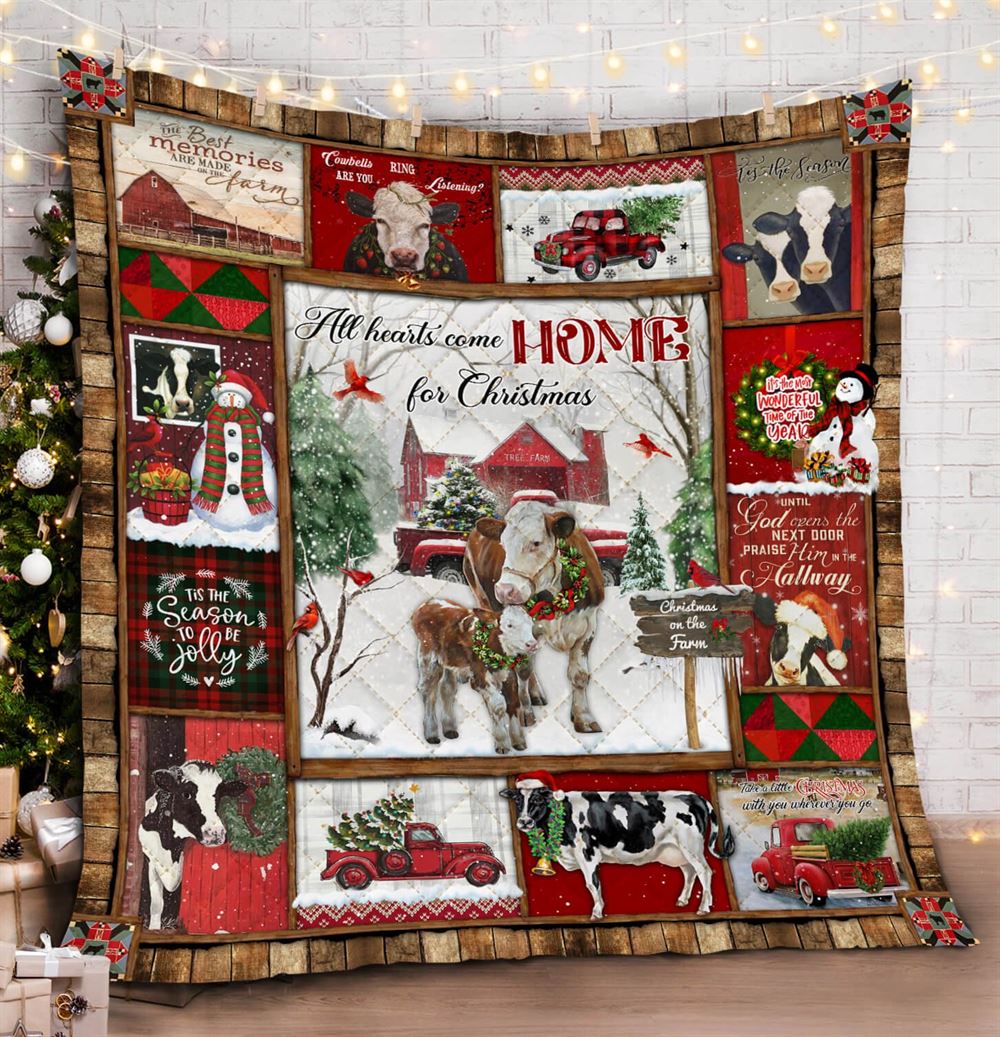 Christmas On The Farm All Hearts Come Home For Christmas Quilt Blanket