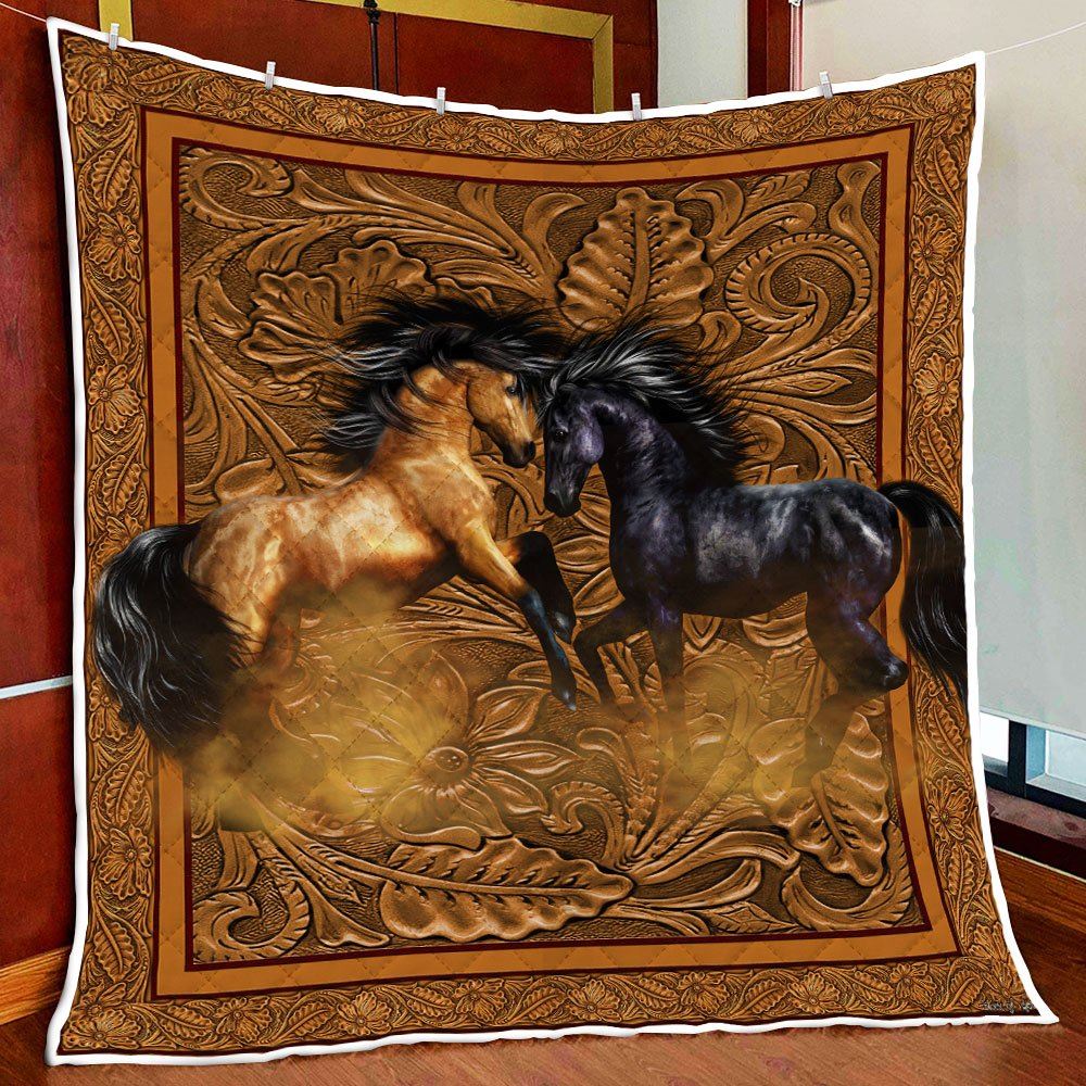 Couple Horse Quilt Blanket