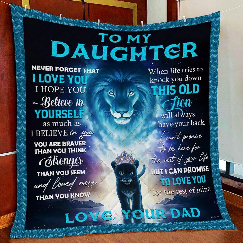 Dad To Daughter This Old Lion Will Always Have Your Back Quilt Blanket