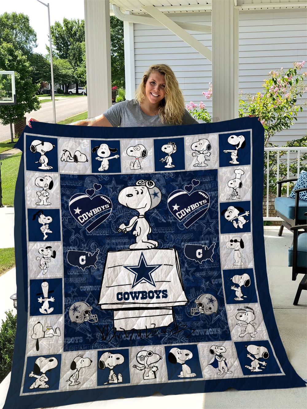 Dallas Cowboys Snoopy Quilt Blanket I1d1