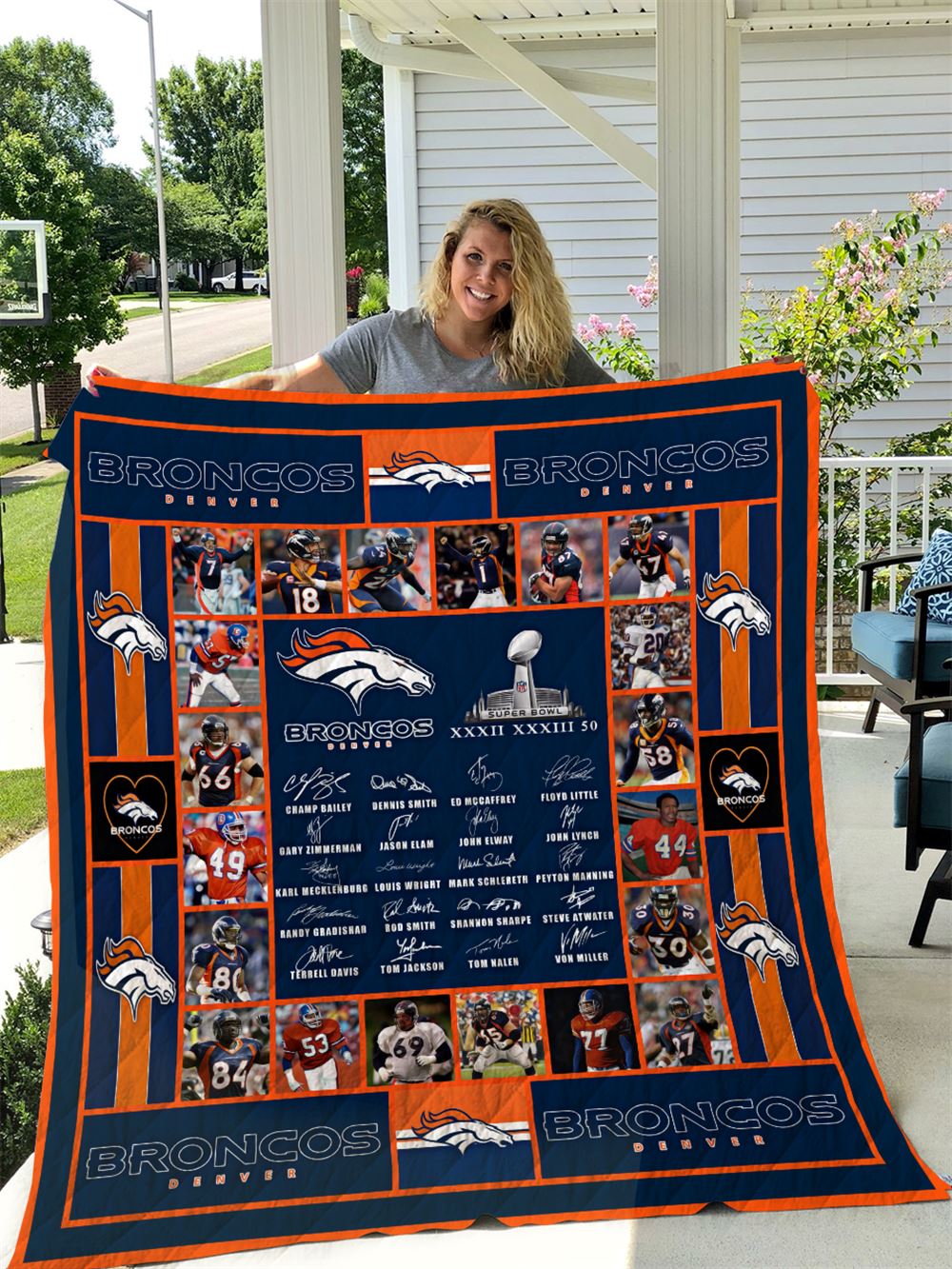 Denver Broncos V2 Quilt Blanket I1d1