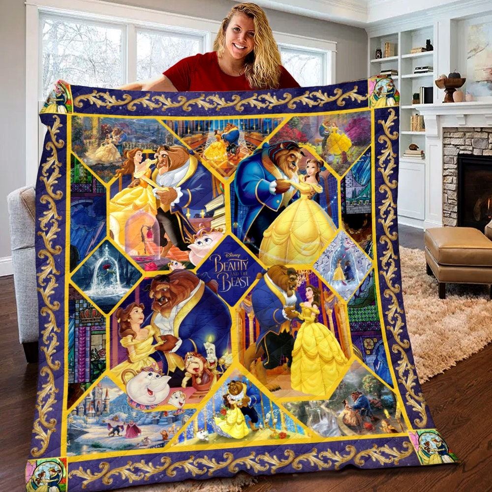 Disney Beauty And The Beast Quilt Disney Princess Beauty And The Beast Blanket Disney Belle Birthday Gifts Christmas Gifts For Kids