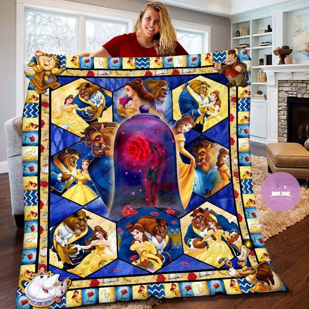 Disney Beauty The Beast Quilt Disney Belle Princess Beauty And The Beast Fleece Blanket Disney Belle Birthday Theme Party