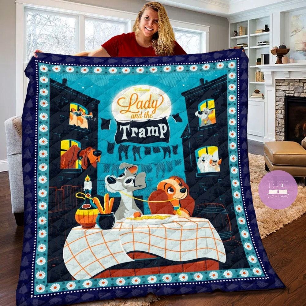 Disney Lady And The Tramp Quilt Blanket Lady And The Tramp Fleece Blanket Lady And The Tramp Theme Party Disney Christmas Gifts