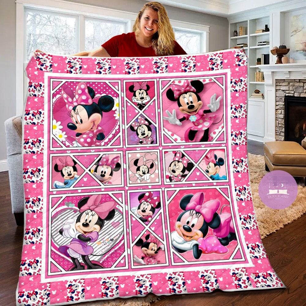 Disney Minnie Mouse Quilt Minnie Mouse Fleece Blanket Minnie Mouse Birthday Theme Party Disney Christmas Gift For Kids