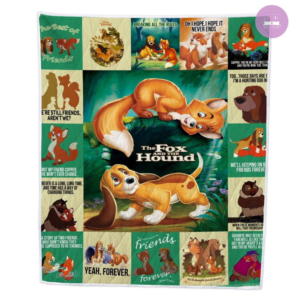 Disney The Fox And The Hound Quilt The Fox And The Hound Blanket Disney Birthday Gifts Disney Christmas Gift For Kids