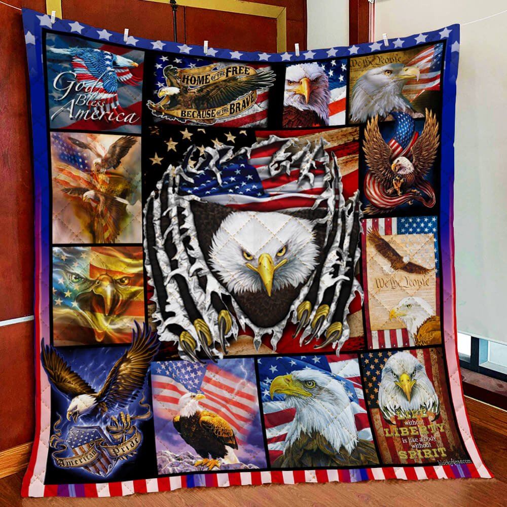 Eagle American Pride God Bless America Quilt Blanket