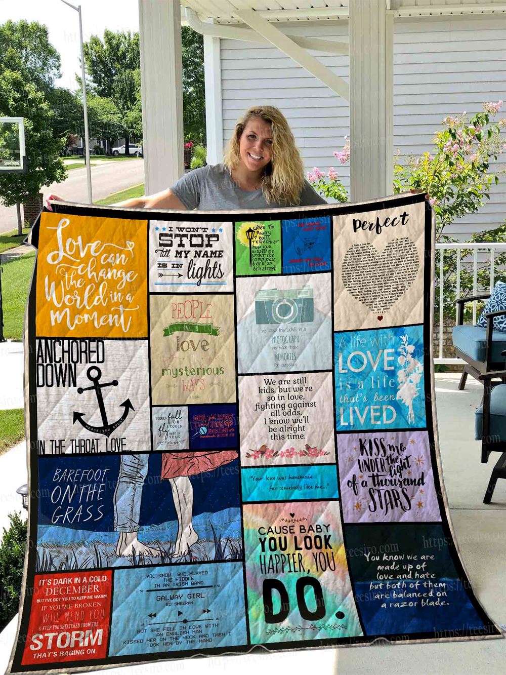 Ed Sheeran Lyrics Quilt Blanket 01