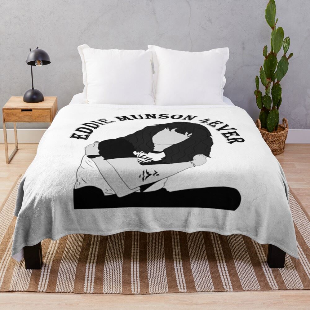 Eddie Munson Black And White Throw Blanket