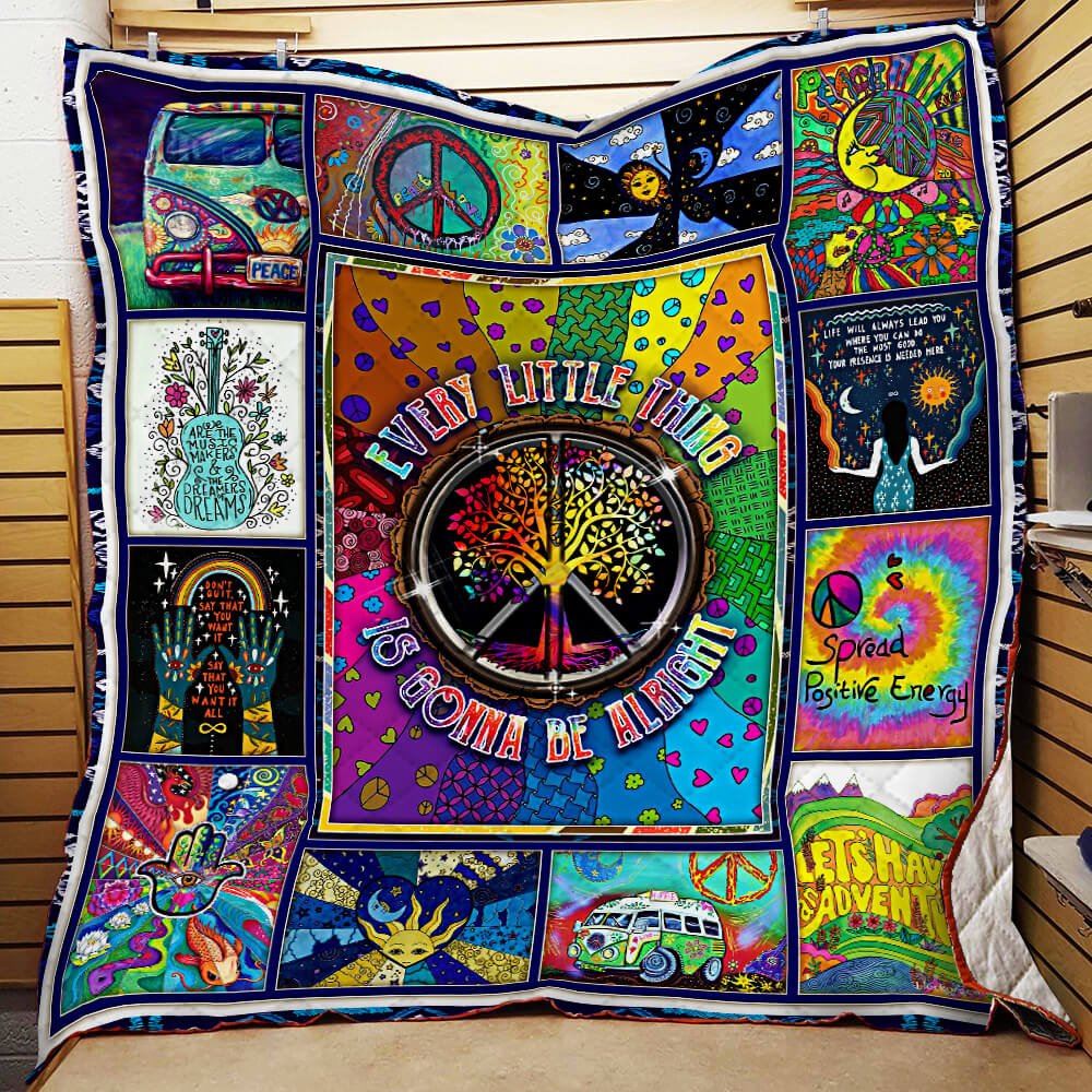 Every Little Thing Is Gonna Be Alright Hippie Quilt Blanket