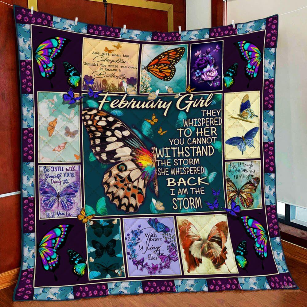 February Girl Butterfly Quilt Blanket