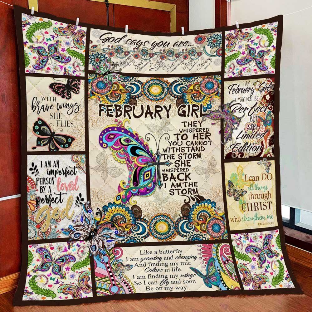 February Girl I Am The Storm Butterfly Quilt Blanket