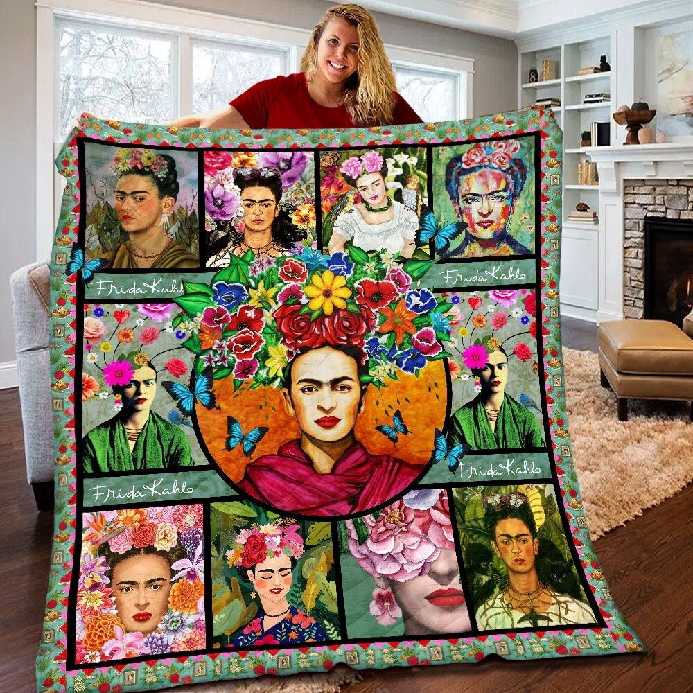 Frida Kahlo Quilt Frida Kahlo Fleece Blanket Frida Kahlo Themed Party Frida Kahlo Gifts For Fans Bohemian Bed Decor Quilted Blanket 07o0p