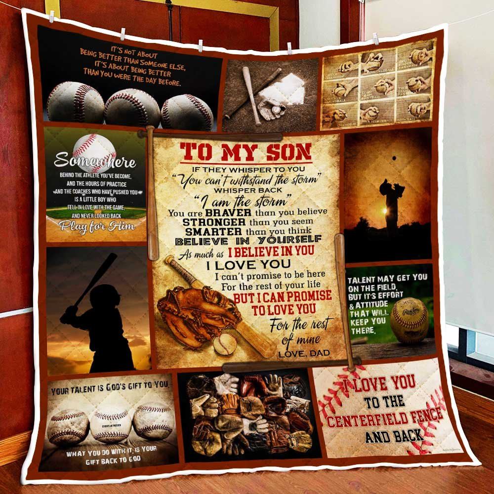 From Dad To Son I Believe In You Baseball Quilt Blanket